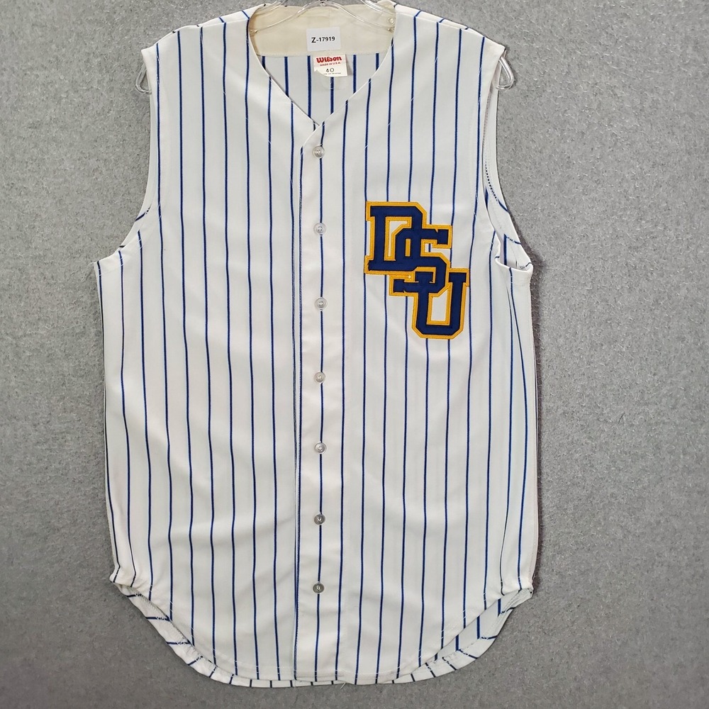 VINTAGE Wilson Men Baseball Jersey DSU 1 Sleeveless Button Front Made In USA